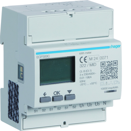ECP300C Hager Energiezähler 3ph, indirekt ,S0, MID Produktbild front M