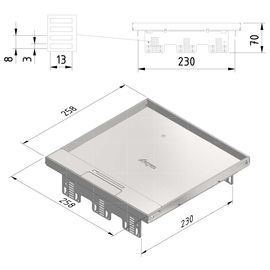 15642 Trayco FS-HC15-SQ-260-SS304 Klappdeckel the Box Edelstahl Produktbild