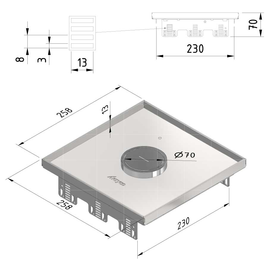 15776 Trayco FS-TF13-SQ-260-WP-SS304 Klappdeckel the Box Edelstahl & Auslass Produktbild