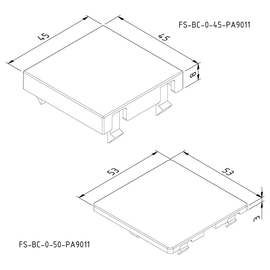 15651 Trayco FS-BC-0-45-PA9011 Blinddeckel für Gerätebecher Modul 45 Produktbild