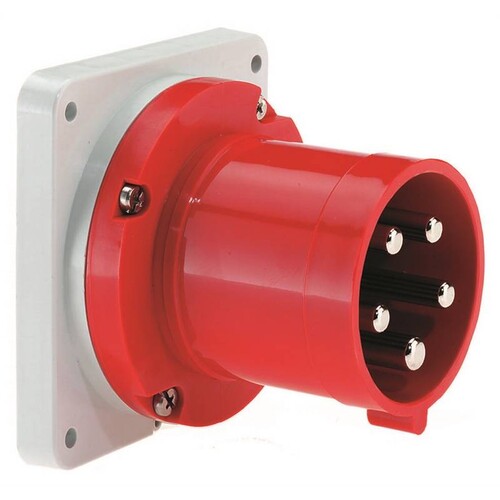 88210202 Bals Flanschgerätestecker TE 63A 5p 400V 6h IP44 Ni 283 gerade, rot, Produktbild Front View L