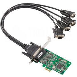 CP-104EL-A-DB9M Moxa 4 Port PCIe Board, w/ DB9M Cable, RS 232, Low Profile Produktbild