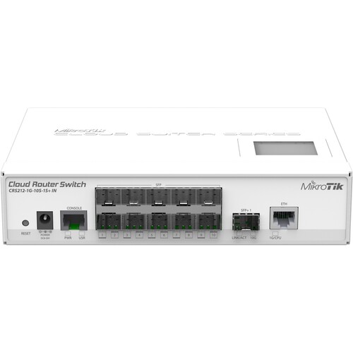 CRS212-1G-10S-1S+IN Mikrotik Cloud Router Switch 212 1G 10S 1S+IN with Ath Produktbild Front View L