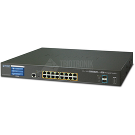 GS-5220-16UP2XV Planet L2+/L4 16 Port 10/100/1000T 75W Ultra PoE + 2-Port Produktbild front M