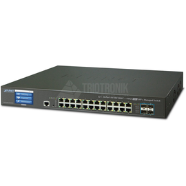GS-5220-24T4XVR Planet L2+/L4 24 Port 10/100/1000T + 4 Port 10G SFP+ Managed Produktbild front M