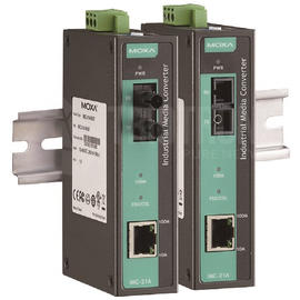 IMC-21A-M-ST-T Moxa Industrial 10/100BaseT(X) to 100BaseFX media conve Produktbild front M