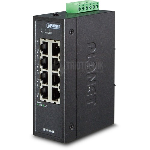 ISW-800T Planet IP30 Compact size 8 Port 10/100TX Fast Ethernet Switch Produktbild Front View L