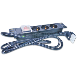 NVL3 SWI Wirewin 10 1HE Steckdosenleiste mit 3x Schuko Buchsen, Produktbild front M