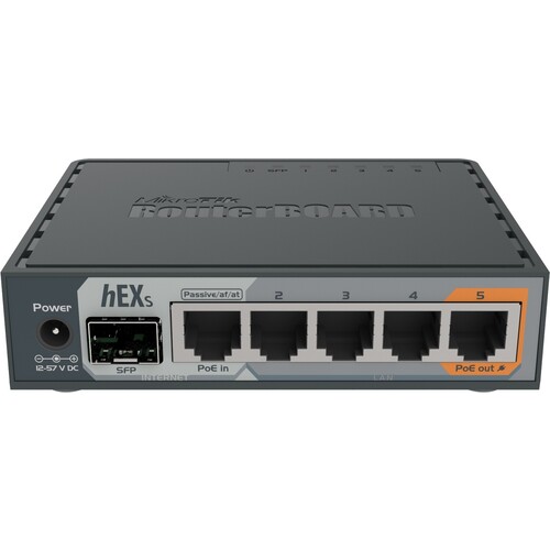 RB760IGS Mikrotik hEX S with Dual Core 880MHz MHz CPU, 256MB RAM, 5 Gigabit Produktbild
