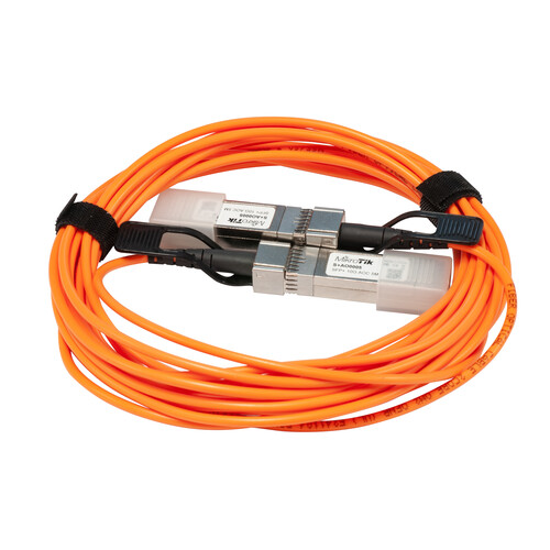S+AO0005 Mikrotik SFP+ direct attach Active Optics cable, 5m Produktbild Front View L