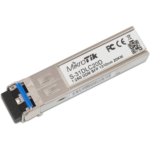 S-31DLC20D Mikrotik SFP module 1.25G SM 20km 1310nm Produktbild Front View L