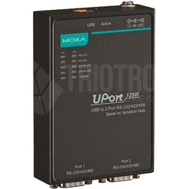 UPORT 1250I Moxa 2 Port USB to Serial Hub, EU Plug, RS-232/422/485, Produktbild front M
