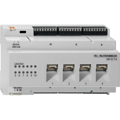235 105 04 Rutenbeck RUTENBECK Switch 4x RJ45  6x Instaport 1000 MB  multicast   Produktbild Front View L