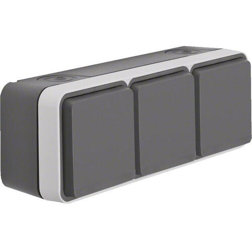 47733525 Berker BERKER W.1 SSD 3fach waagrecht mit SHUTTER grau/lichtg Produktbild Front View L