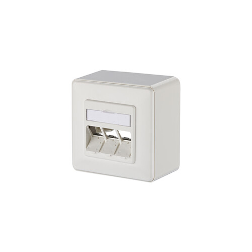 130B20D30002KE Metz Connect Keystone Anschlussdose AP 3 Port reinweiß RAL901 Produktbild