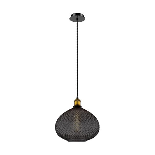 15716/29-A Leuchtwurm HL     ALADDIN 1fl/schwarz bronze/Strukturglas grau Ø2 Produktbild Front View L