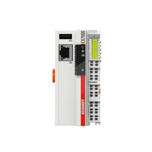 CX7000 Beckhoff Hutschienen Industrie PC mit integrierten I/Os 8 digitale Mult Produktbild Front View L