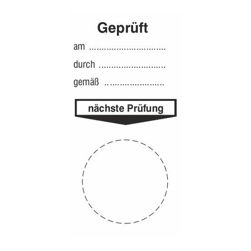 182716 Cimco Grundplakette Geprüft/am/Durch/gemäss selbstklebenden Produktbild Front View L