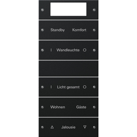 2215005 Gira Wippenset 5f Plus (2+3) beschr. System 55 Schwarz m(lack.) Produktbild front M
