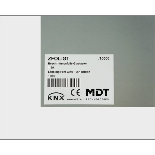 ZFOL-GT MDT Beschriftungsfolie für Glastaster Plus Produktbild Front View L