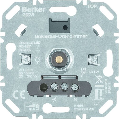 2973 Berker BERKER Universal Drehdimmer 210 W LED 60 W Up Produktbild Front View L