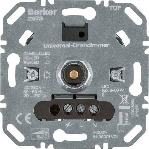 2973 Berker BERKER Universal Drehdimmer 210 W LED 60 W Up Produktbild Front View L