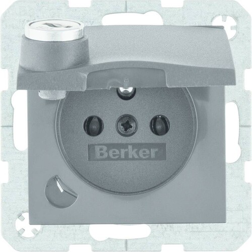 6768111606 Berker BERKER S.1/B.x SD mit Schutzkontaktstift Klappdeckel u. Schlo Produktbild Front View L