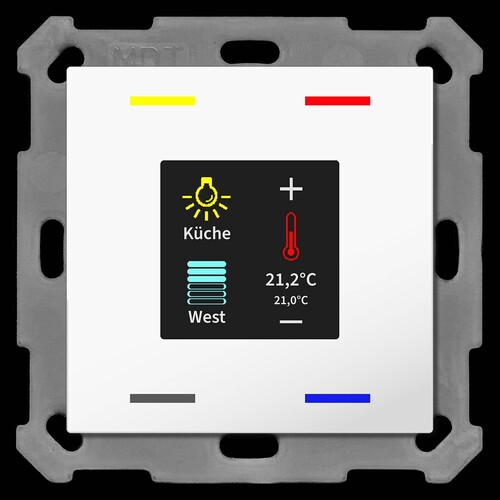 BE-TAS55T4.01 MDT Taster Smart 55 4 fach mit Farbdisplay und  Temperatursensor, R - Bussystem-Tastsensor