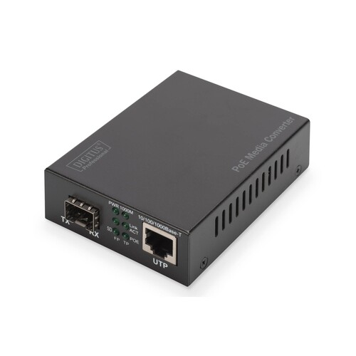 DN-82140 Digitus Gigabit PoE Medienkonverter, RJ45 / SFP, PSE Produktbild