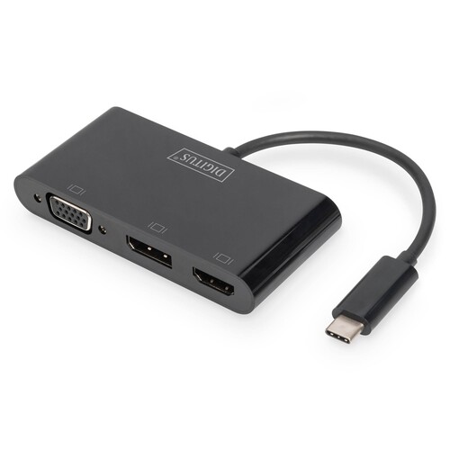 DA-70859 Digitus USB C 3in1 Triple Monitor Adapter (HDMI, DP, VGA) Produktbild