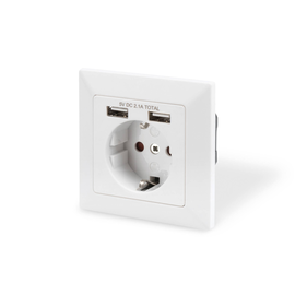 DA-70613 Digitus Sicherheits Steckdose für Unterputzmontage mit 2 USB-Ports Produktbild front M