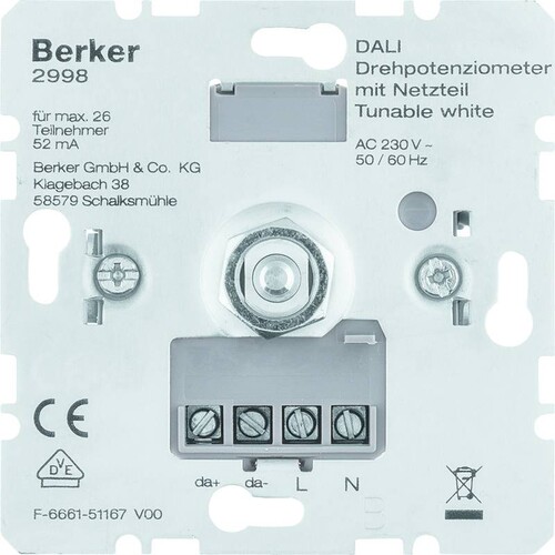 2998 Berker BERKER DALI Drehpotentiometer mit Spannungsversorgu Produktbild Front View L