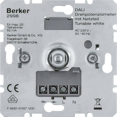 2998 Berker BERKER DALI Drehpotentiometer mit Spannungsversorgu Produktbild Front View L