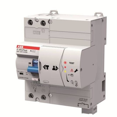 2CSF302131R1250 ABB FI Schalter F ARI2 Test A-25/0,03 Produktbild Front View L