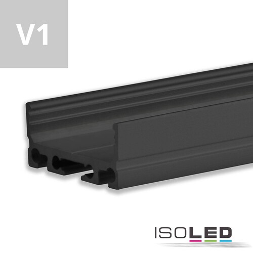 113183 Isoled LED Aufbauprofil SURF24 FLAT Aluminium schwarz eloxiert RAL 900 Produktbild Front View L