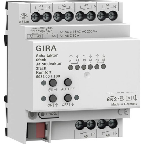 503300 Gira Schalt /Jal.aktor 6f/3f 16 A REG Kmf KNX Secure Produktbild Front View L