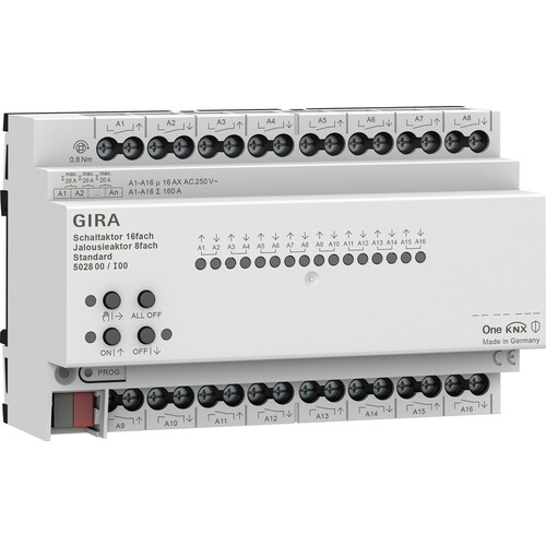 502800 Gira Schalt /Jal.aktor 16f/8f 16 A REG Std KNX Secure Produktbild Front View L