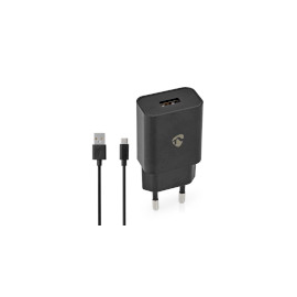 WCHAC242ABK Nedis Netzladegerät 2,4 A Loses Kabel USB C Schwarz Produktbild