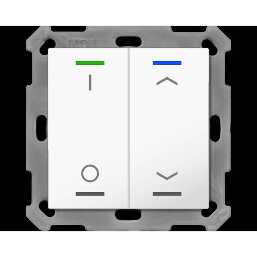 BE-TAL5502.D1 MDT Taster Light 55 2 fach, RGBW, Reinweiß glänzend, Schalten Produktbild Front View L