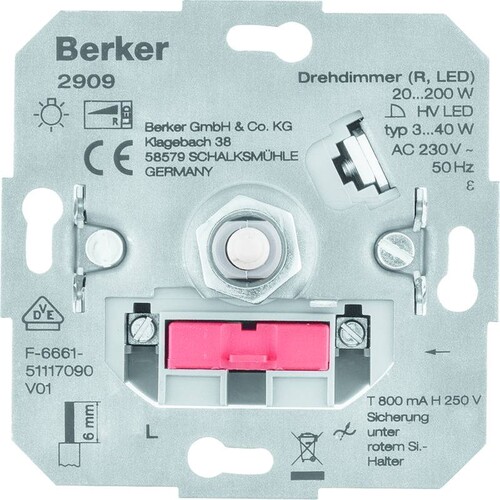 2909 Berker Drehdimmer (R, LED), Lichtsteuerung Produktbild Front View L