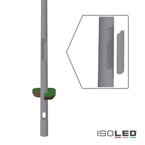 114735 Isoled Flutlichtmast konisch mit Traverse für 1 Fluter, Stahl verzinkt, Produktbild Front View L