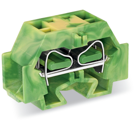 262-347 Wago 4 Leiter Klemme ohne Drücker mit Rastfuß, grün-gelb Produktbild front M