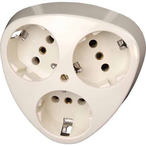 111401004 Kopp STANDARD   3 fach Schutzkontakt Steckdose, Komplettgerät, Produktbild Front View L