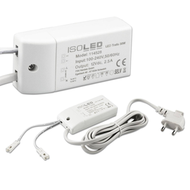 114528 Isoled LED Trafo MiniAMP 12V/DC, 0 30W, 200cm Kabel mit Flachstecker, se Produktbild