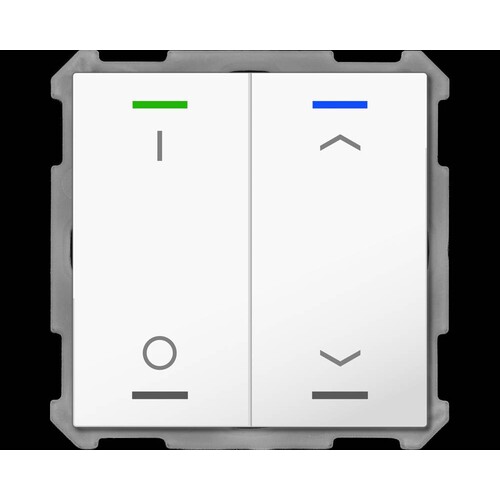 BE-TAL6302.D1 MDT Taster Light 63 2 fach, RGBW, Reinweiß glänzend, Schalten Produktbild Front View L