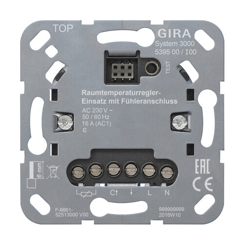 539500 Gira S3000 RTR Eins. + Fühleranschluss Einsatz Produktbild Front View L