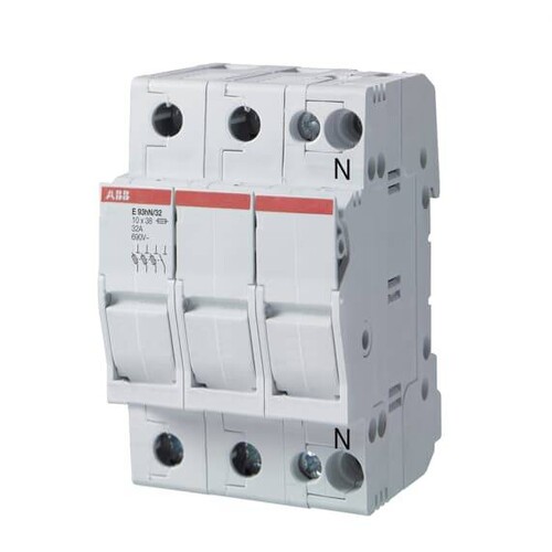 2CSM204743R1801 ABB Sicherungshalter, 3+N Pol, 32A für Sicherungseinsatz 10,3 Produktbild Front View L