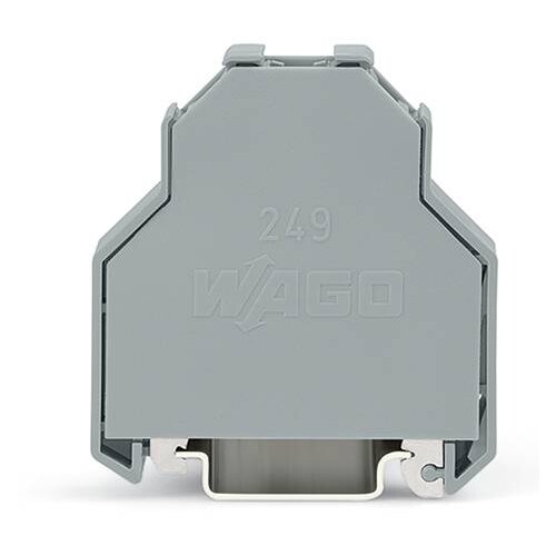 249-197 Wago Schraubenlose Endklammer 14 mm breit grau Produktbild Front View L