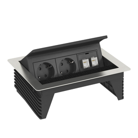 6116802 Obo DBK2-D3 D2S2K Deskbox, klappbar zum Einbau in Tischplatten 210 Produktbild front M