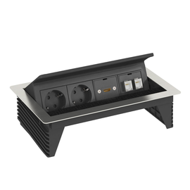 6116810 Obo DBK2-M4H D2S2K Deskbox, klappbar zum Einbau in Tischplatten 260 Produktbild front M